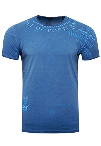 Herren T-Shirt für Männer Kurzarm Rundhals T Shirt O-Neck Regular Fit Washed & Printed 244, Farbe:Marine, Größe S-3XL:XXL von Rusty Neal