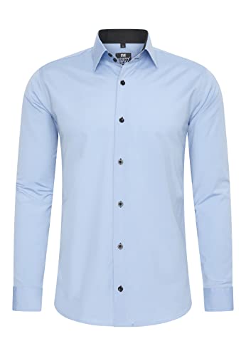 Rusty Neal Herren-Hemd Premium Slim Fit Langarm Stretch Kontrast Hemd Business-Hemden Freizeithemd, Größe S-6XL:2XL, Farbe:Hell Blau von Rusty Neal