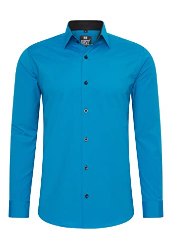 Rusty Neal Herren-Hemd Premium Slim Fit Langarm Stretch Kontrast Hemd Business-Hemden Freizeithemd, Größe S-6XL:3XL, Farbe:Petrol von Rusty Neal