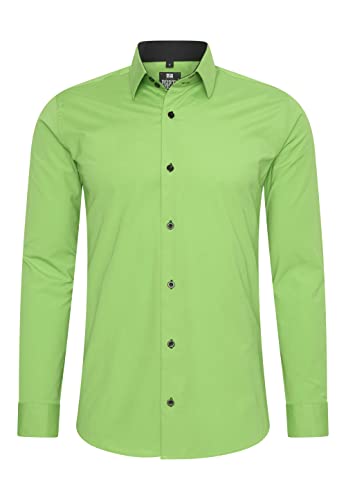 Rusty Neal Herren-Hemd Premium Slim Fit Langarm Stretch Kontrast Hemd Business-Hemden Freizeithemd, Größe S-6XL:4XL, Farbe:Grün von Rusty Neal