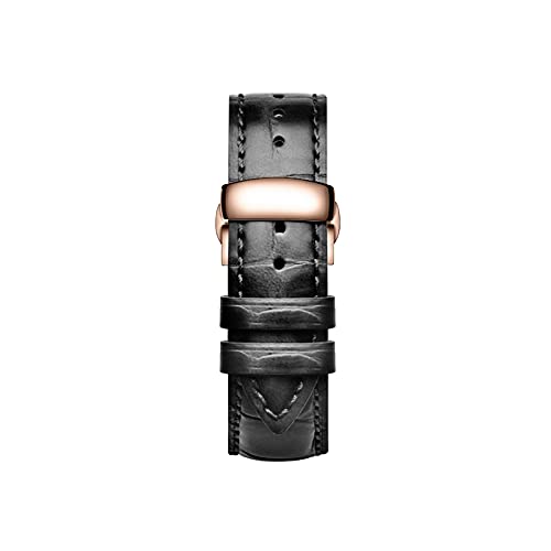 14-22mm Klassisches Herren Kalbsleder Echtes Leder Uhrenarmband Elegantes Schnellverschluss Poliert Faltschließe Uhrenarmband, 16mm von Ruthlessliu