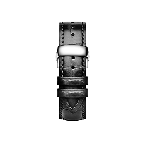 14-22mm Klassisches Herren Kalbsleder Echtes Leder Uhrenarmband Elegantes Schnellverschluss Poliert Faltschließe Uhrenarmband, 18mm von Ruthlessliu