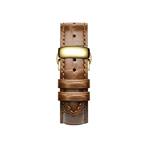 14-22mm Klassisches Herren Kalbsleder Echtes Leder Uhrenarmband Elegantes Schnellverschluss Poliert Faltschließe Uhrenarmband, 18mm von Ruthlessliu