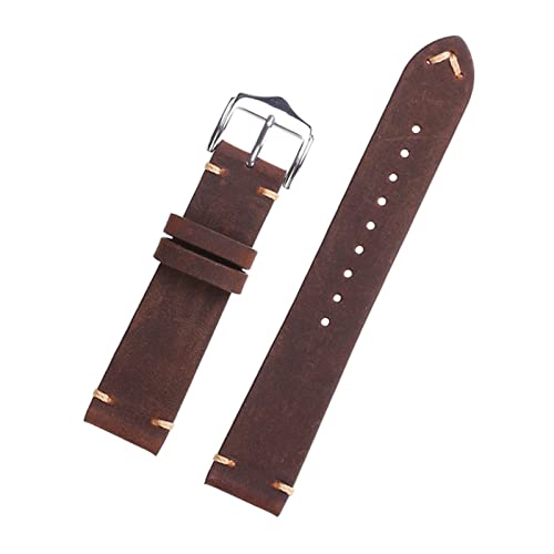 18-22mm Männer Retro Crazy Horse Genuie Leder Uhrenarmband Pin Verschluss Verschleißfestes Uhrenarmband für analoge Quarzuhr, 22mm. von Ruthlessliu