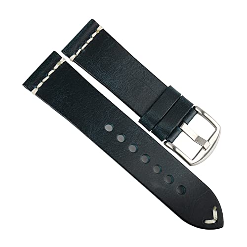 20-24mm Männer Retro Öl Wachs Kalbsleder Uhrenarmbänder Edelstahl Dornschließe Uhrenarmband Ersatz, 20mm. von Ruthlessliu