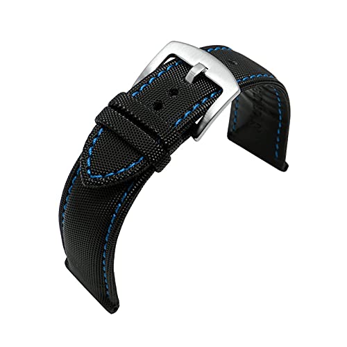 20-24mm klassisches Nylon- und Lederarmband für Herren für analoge Quarzuhr Verschleißfester wasserdichter Armbandersatz, 20mm. von Ruthlessliu