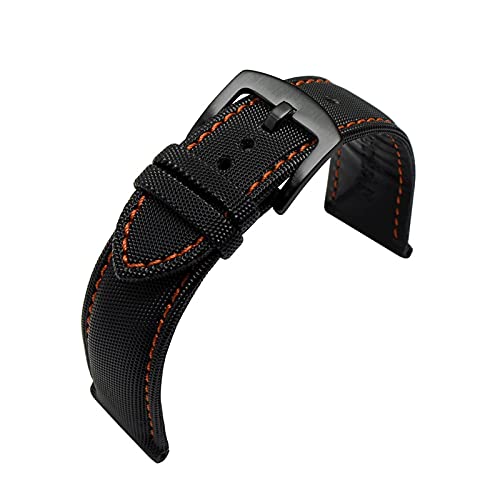 20-24mm klassisches Nylon- und Lederarmband für Herren für analoge Quarzuhr Verschleißfester wasserdichter Armbandersatz, 21mm von Ruthlessliu