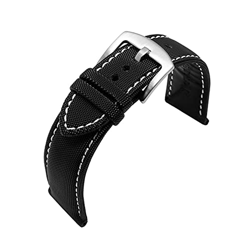 20-24mm klassisches Nylon- und Lederarmband für Herren für analoge Quarzuhr Verschleißfester wasserdichter Armbandersatz, 23mm von Ruthlessliu