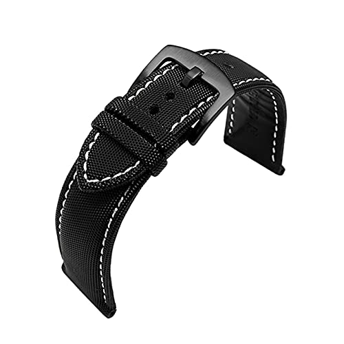 20-24mm klassisches Nylon- und Lederarmband für Herren für analoge Quarzuhr Verschleißfester wasserdichter Armbandersatz, 24mm. von Ruthlessliu