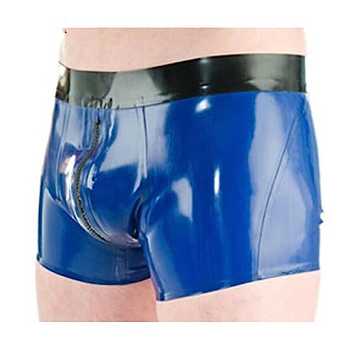 RVLAUGOAA Herren Blau Latex Unterhosen Latex Boxer Shorts Kurze Hosen Latex Slips Latex Höschen Latex Unterwäsche (6XL) von Rvlaugoaa