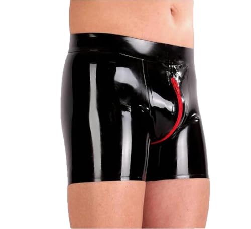 RVLAUGOAA Herren Schwarz Latex Unterhosen mit Reißverschluss Latex Boxer Shortes Latex Slips Latex Höschen Latex Unterwäsche (6XL) von Rvlaugoaa