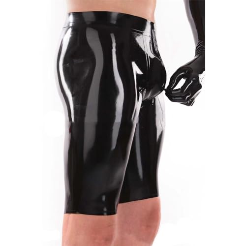 Rvlaugoaa Herren Schwarz Latex Boxer Shorts Reißverschluss Latex Slips Latex Höschen Latex Unterwäsche Short Latex Unterhosen (XL) von Rvlaugoaa