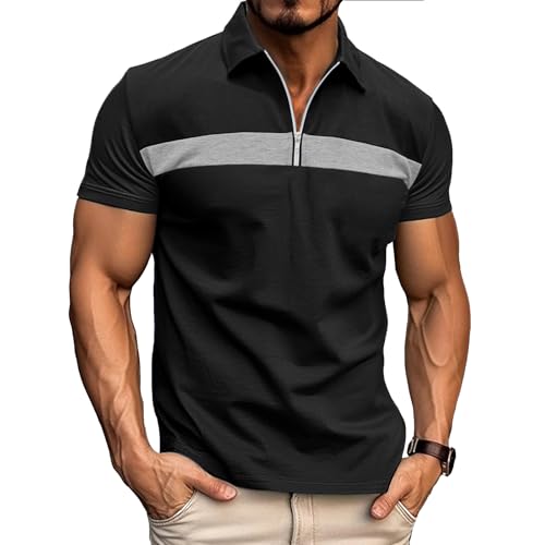 Ryehack Herren 1/4 Zip Poloshirts Kurzarm Baumwolle Pullover Raglan T-Shirt Golf Hemd Regular Fit S-3XL Ryehack Herren 1/4 Zip Poloshirts Kurzarm Baumwolle Pullover Raglan T-Shirt Golf Hemd Regular Fit S-3XL von Ryehack