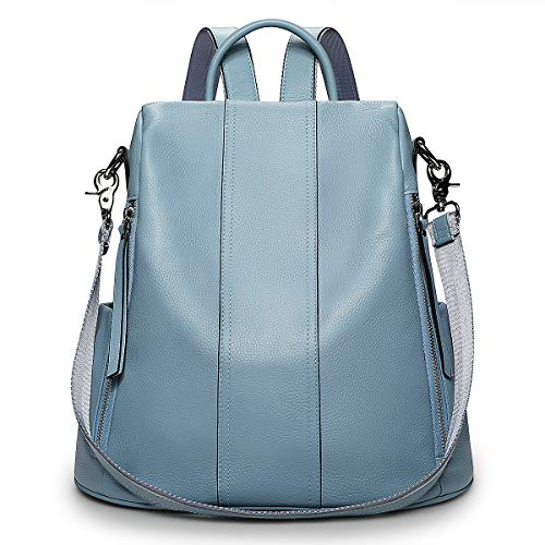 S-ZONE Damen Rucksack Echtleder Weiches Wasserdicht Anti Diebstahl Mode Rucksackhandtasche Casual Schulrucksäcke für Arbeit Schule Reise von S-ZONE