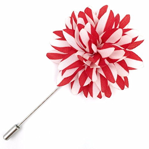 Assorted Fashion Herren Revers Blumen handgemachte Boutonniere Stick Pin Hochzeit neu (rotWeiss) von S&W SHLAX&WING