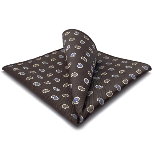 S&W SHLAX&WING Einstecktuch für Herrenanzüge Braun Paisley Blau Gelb elegante Taschentücher von S&W SHLAX&WING