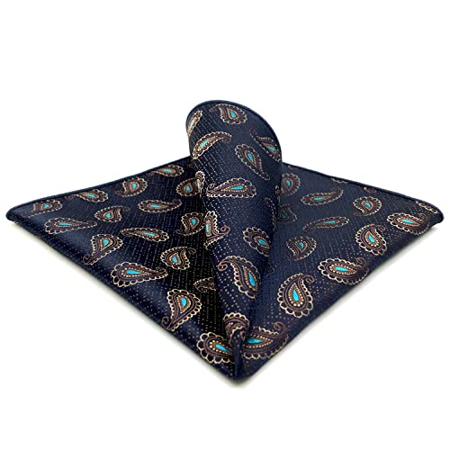 S&W SHLAX&WING Herren Krawatte Krawatte Dunkelblau Braun Paisley Matching Einstecktücher Nur von S&W SHLAX&WING
