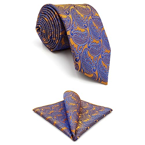 Shlax&Wing Geometrisch Orange Blau Herren Mehrfarbigs Krawatte Fashion Hochzeit Seide Lang von S&W SHLAX&WING