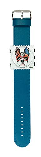 Stamps Damen Uhr KOMPLETT - Zifferblatt Mr. Dog 105482 mit Lederarmband Classic blau 100003-2700 von S.T.A.M.P.S.