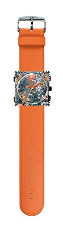Stamps Damen Uhr komplett - Zifferblatt Autumn Flowers mit Lederarmband Classic orange von S.T.A.M.P.S.