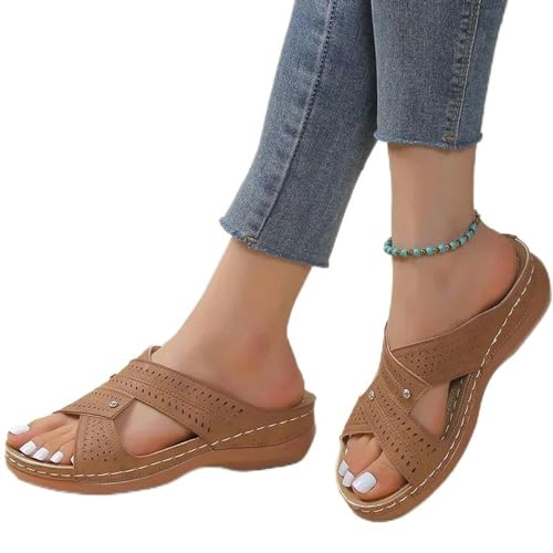 S8DOCFAF 2024 Neue Sandalen Damen Sommerschuhe Damen Elegante Sandalen mit niedrigem Absatz Sommerpantoffeln Sommerkeilsandalen Damenschuhe von S8DOCFAF