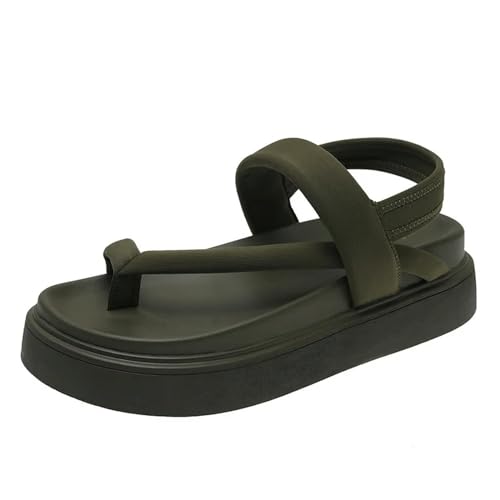 S8DOCFAF Damen-Sandalen mit dicker Sohle, flache Sohle, Sommer, Strand, Freizeitschuhe, Damenschuhe, modische Damen-Sandalen in Schwarz von S8DOCFAF