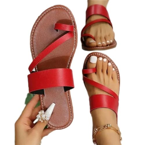 S8DOCFAF Einfache Damensandalen 2024 neue Mode flache Sandalen Sommer Outdoor Strandurlaub lässig neue Damenschuhe von S8DOCFAF