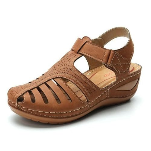 S8DOCFAF Neue 2024 Damen-Sandalen, Premium-Flache Schuhe, lässige weiche Sohle, Strandkeil-Damenschuhe von S8DOCFAF