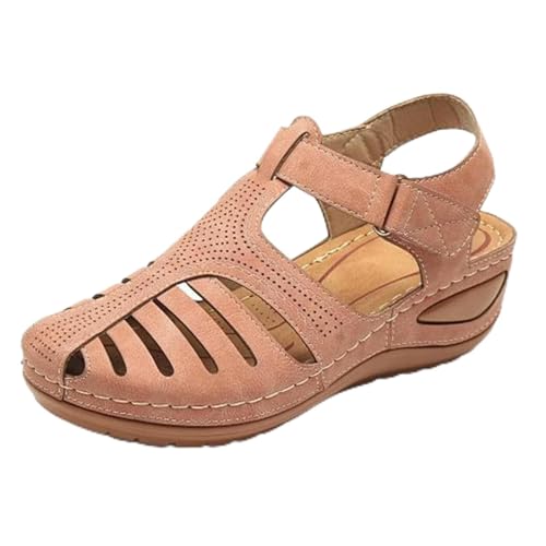 S8DOCFAF Neue 2024 Damen-Sandalen, Premium-Flache Schuhe, lässige weiche Sohle, Strandkeil-Damenschuhe von S8DOCFAF