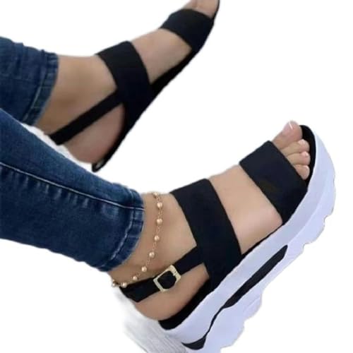 S8DOCFAF women's shoes 2024 Damen-Sommer-Sandalen mit dicker Sohle, Schnallenriemen, dicke Sohle, Punk-Damen, lässig, flache Strandschuhe, Damenschuhe von S8DOCFAF