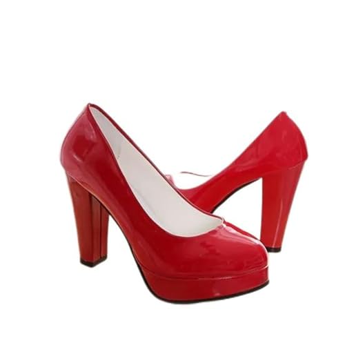 S8DOCFAF Schwarze High Heels Frühling Freizeitschuhe Damen High Heels Weiß Rot Temperament Plus Size High Heels von S8DOCFAF