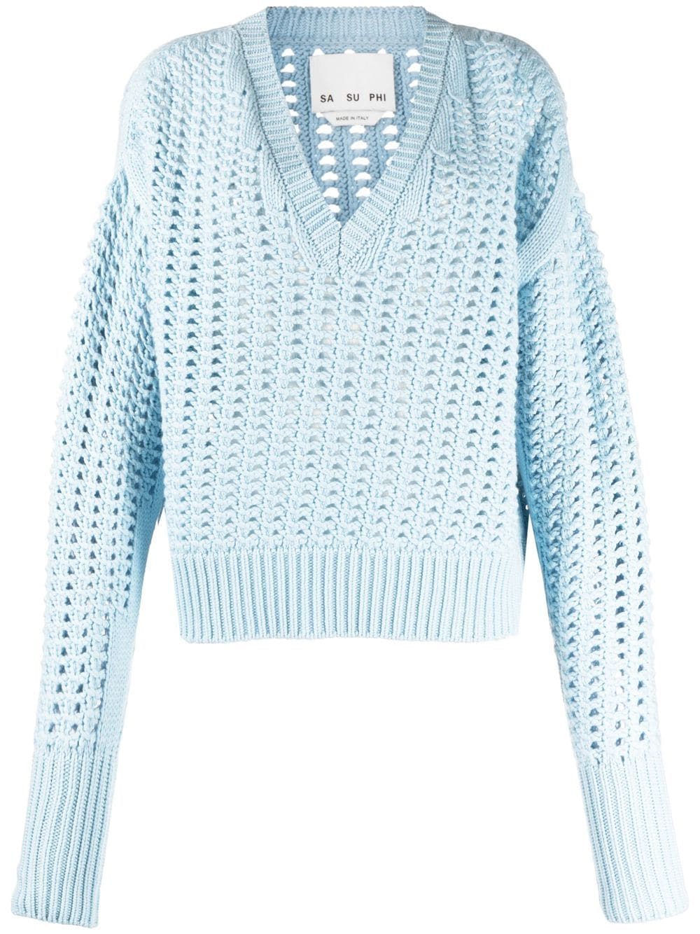 SA SU PHI Pullover mit V-Ausschnitt - Blau von SA SU PHI