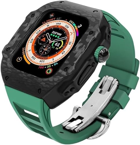 SAAWEE 45 mm 49 mm Premium-Kohlefaser-Uhrengehäuse, Gummi-Uhrenarmband, Herren-DIY-Mod-Kit, für Apple Watch Ultra 8, 7, 6, 5, 4, SE, Ersatzzubehör, 45 mm, Achat von SAAWEE