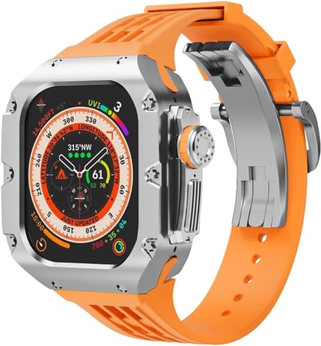 SAAWEE 49 mm luxuriöses Uhrengehäuse aus Titnaiumlegierung, Gummi-Uhrenarmband mit Verschluss, DIY-Modifikationsset, für Apple Watch Ultra 2 Ultra 8 Serie, Ersatzzubehör, For Ultra 49mm, Achat von SAAWEE