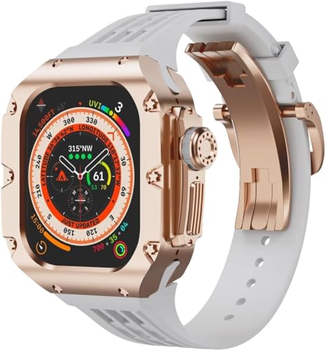 SAAWEE 49 mm luxuriöses Uhrengehäuse aus Titnaiumlegierung, Gummi-Uhrenarmband mit Verschluss, DIY-Modifikationsset, für Apple Watch Ultra 2 Ultra 8 Serie, Ersatzzubehör, For Ultra 49mm, Achat von SAAWEE