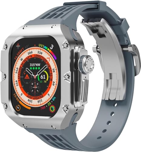 SAAWEE 49 mm luxuriöses Uhrengehäuse aus Titnaiumlegierung, Gummi-Uhrenarmband mit Verschluss, DIY-Modifikationsset, für Apple Watch Ultra 2 Ultra 8 Serie, Ersatzzubehör, For Ultra 49mm, Achat von SAAWEE
