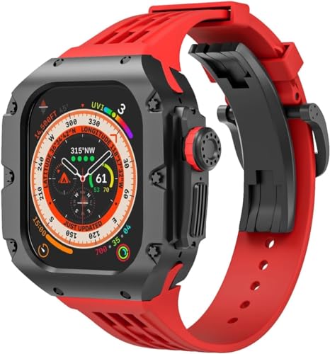 SAAWEE 49 mm luxuriöses Uhrengehäuse aus Titnaiumlegierung, Gummi-Uhrenarmband mit Verschluss, DIY-Modifikationsset, für Apple Watch Ultra 2 Ultra 8 Serie, Ersatzzubehör, For Ultra 49mm, Achat von SAAWEE