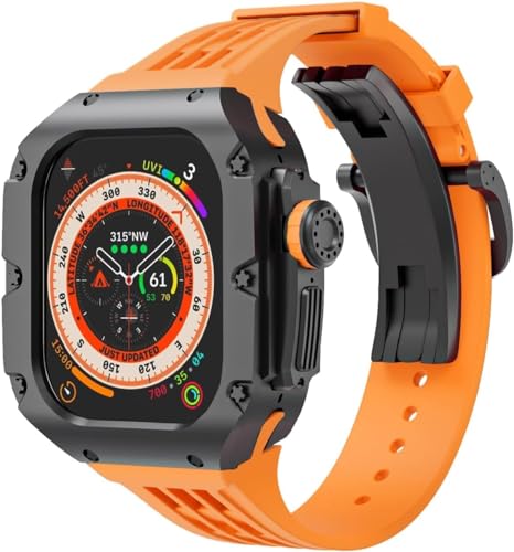 SAAWEE 49 mm luxuriöses Uhrengehäuse aus Titnaiumlegierung, Gummi-Uhrenarmband mit Verschluss, DIY-Modifikationsset, für Apple Watch Ultra 2 Ultra 8 Serie, Ersatzzubehör, For Ultra 49mm, Achat von SAAWEE