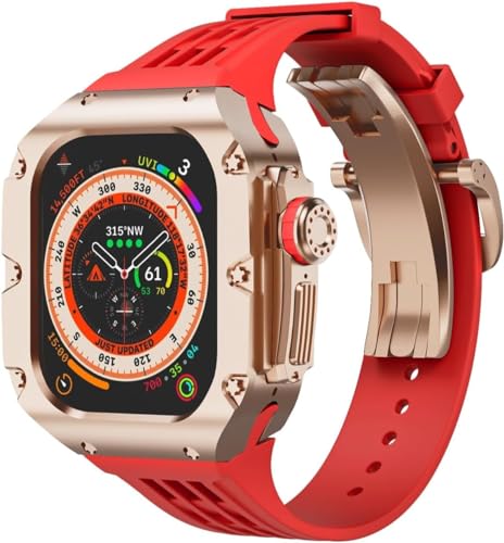 SAAWEE 49 mm luxuriöses Uhrengehäuse aus Titnaiumlegierung, Gummi-Uhrenarmband mit Verschluss, DIY-Modifikationsset, für Apple Watch Ultra 2 Ultra 8 Serie, Ersatzzubehör, For Ultra 49mm, Achat von SAAWEE