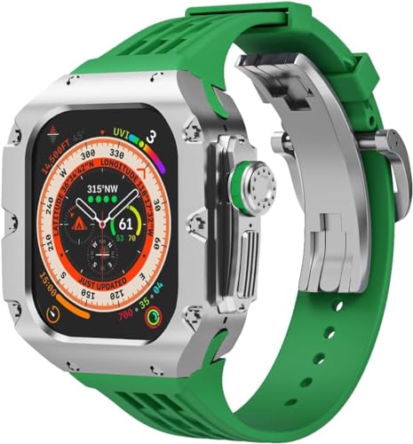 SAAWEE 49 mm luxuriöses Uhrengehäuse aus Titnaiumlegierung, Gummi-Uhrenarmband mit Verschluss, DIY-Modifikationsset, für Apple Watch Ultra 2 Ultra 8 Serie, Ersatzzubehör, For Ultra2, Achat von SAAWEE