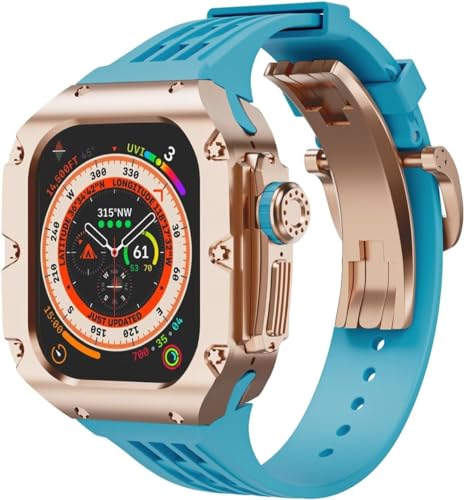 SAAWEE 49 mm luxuriöses Uhrengehäuse aus Titnaiumlegierung, Gummi-Uhrenarmband mit Verschluss, DIY-Modifikationsset, für Apple Watch Ultra 2 Ultra 8 Serie, Ersatzzubehör, For Ultra2, Achat von SAAWEE