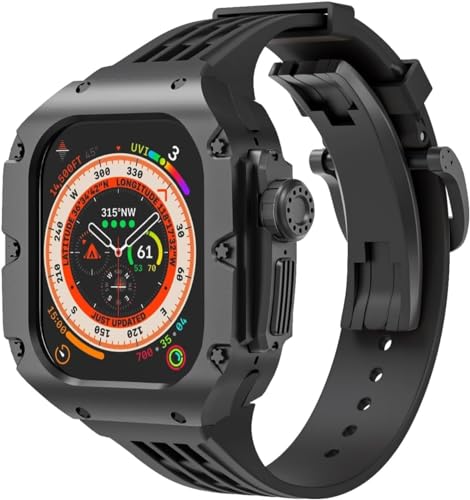 SAAWEE 49 mm luxuriöses Uhrengehäuse aus Titnaiumlegierung, Gummi-Uhrenarmband mit Verschluss, DIY-Modifikationsset, für Apple Watch Ultra 2 Ultra 8 Serie, Ersatzzubehör, For Ultra2, Achat von SAAWEE