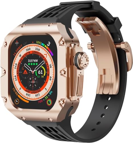 SAAWEE 49 mm luxuriöses Uhrengehäuse aus Titnaiumlegierung, Gummi-Uhrenarmband mit Verschluss, DIY-Modifikationsset, für Apple Watch Ultra 2 Ultra 8 Serie, Ersatzzubehör, For Ultra2, Achat von SAAWEE