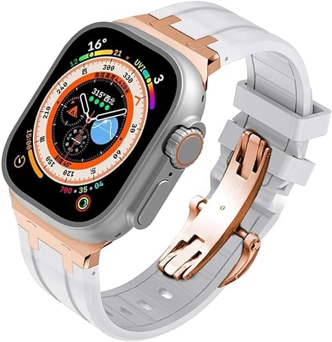 SAAWEE Fluorkautschuk-Uhrenarmband für Apple Watch 40 mm, 41 mm, 44 mm, 45 mm, Ultra, 49 mm, Ersatzzubehör, für Herren und Damen, 42MM, Achat von SAAWEE