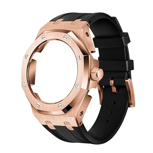 SAAWEE GA2100/2110 Uhrenarmband aus Gummi und Edelstahl-Metallgehäuse, kompatibel mit GA2100/2110, verbesserte Metalllünette, Fluorkautschuk-Armband, Einheitsgröße, Achat von SAAWEE