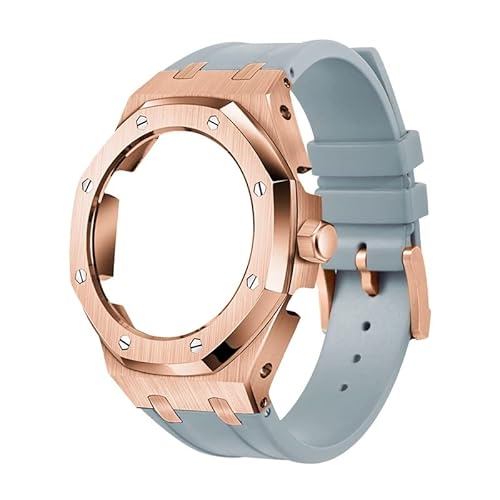 SAAWEE GA2100/2110 Uhrenarmband aus Gummi und Edelstahl-Metallgehäuse, kompatibel mit GA2100/2110, verbesserte Metalllünette, Fluorkautschuk-Armband, Einheitsgröße, Achat von SAAWEE