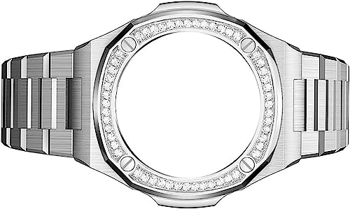 SAAWEE Premium-Edelstahl-Uhrengehäuse mit Uhrenarmband, für GA2100 Uhren, Modifikationsset, einteilig, Diamant-Dekoration, Uhrenzubehör, für GA2100, Einheitsgröße, Achat von SAAWEE