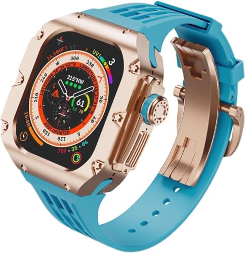 SAAWEE Titan-Metall-Uhrengehäuse, Gummiband, Mod-Kit, für Apple Watch Serie Ultra 2, 49 mm, Ersatzzubehör, für Herren und Damen, im RM-Stil, For Ultra 2, Achat von SAAWEE