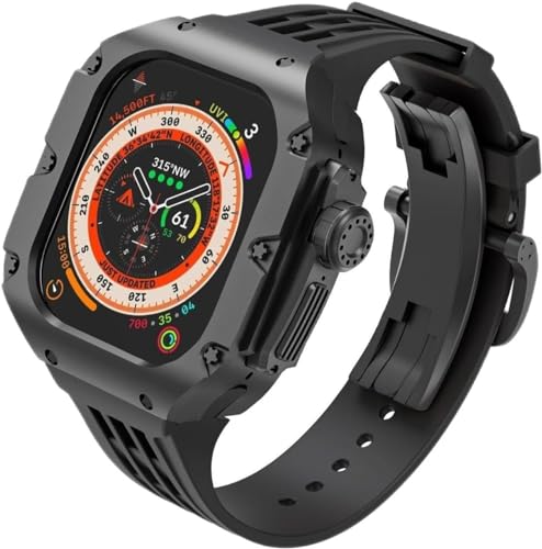 SAAWEE Titan-Metall-Uhrengehäuse, Gummiband, Mod-Kit, für Apple Watch Serie Ultra 2, 49 mm, Ersatzzubehör, für Herren und Damen, im RM-Stil, For Ultra 2, Achat von SAAWEE