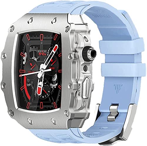SAAWEE Uhrengehäuse aus Legierung, Gummi-Armband-Modifikationsset, für Apple Watch 8, 7, 45 mm, luxuriöses Upgrade-Edelstahl-Uhrengehäuse, für iWatch Serie 6, 5, 4, SE, 44 mm, 49 mm, Achat von SAAWEE